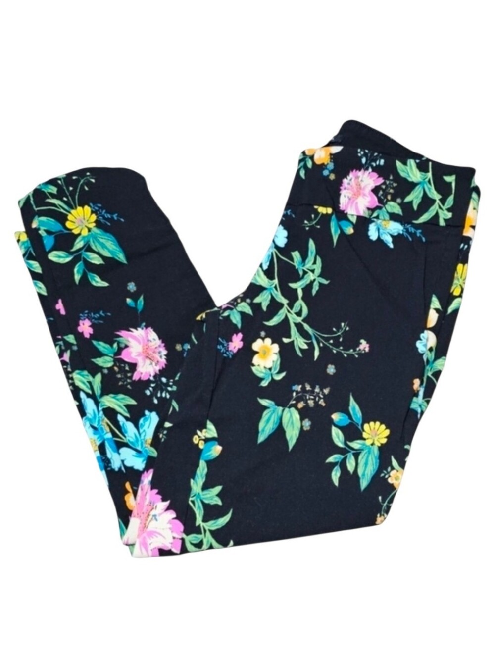 NWOT Women's Zac & Rachel Black Floral Stretch Pants